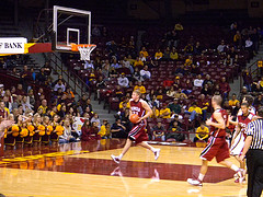 Justin Stommes taking off on the fast break