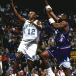 Here we can see how the offensive player keeps their body between the ball and the defender while performing a lay-up. As can be seen from the picture if the defender is on the hip or inline with the ball handler then there is no other option but for a foul to be committed when trying to stop the shot (Photo Source: Danny Bollinger)